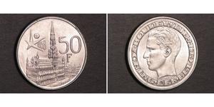 50 Franc Bélgica Plata 