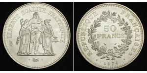50 Franc Quinta República Francesa (1958 - ) Plata 