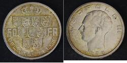 50 Franc Belgium Silver 