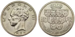 50 Franc Belgium Silver 