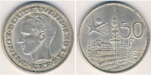 50 Franc 比利时 銀 