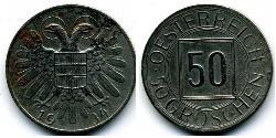 50 Grosh Federal State of Austria (1934-1938) Níquel/Cobre 