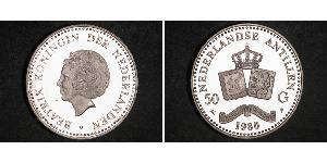 50 Gulden Antille Olandesi (1954 – 2010) Argento Beatrice dei Paesi Bassi