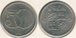 50 Heller Checoslovaquia  (1918-1992) Cobre 