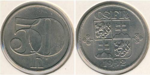 50 Heller Checoslovaquia  (1918-1992) Cobre 