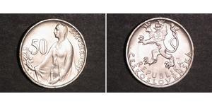 50 Krone Tchécoslovaquie  (1918-1992) Argent 