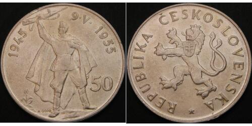 50 Krone Tchécoslovaquie  (1918-1992) Argent 