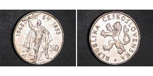 50 Krone Checoslovaquia  (1918-1992) Plata 
