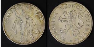50 Krone Tschechoslowakei  (1918-1992) Silber 