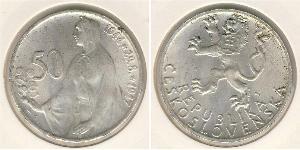 50 Krone Tschechoslowakei  (1918-1992) Silber 