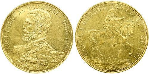 50 Leu Kingdom of Romania (1881-1947) Gold Carol I of Romania (1839 - 1914)