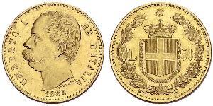 50 Lira Kingdom of Italy (1861-1946) Gold Umberto I (1844-1900)