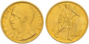 50 Lira Kingdom of Italy (1861-1946) Gold Vittorio Emanuele III (1869 - 1947)