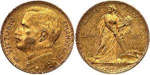 50 Lira Kingdom of Italy (1861-1946) Or Vittorio Emanuele III (1869 - 1947)