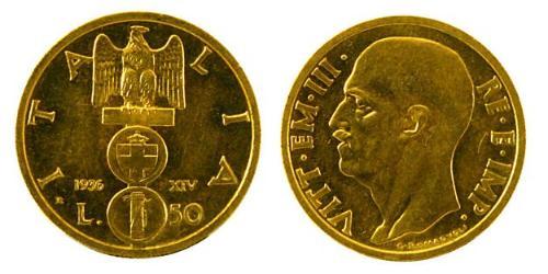 50 Lira Kingdom of Italy (1861-1946) Or Vittorio Emanuele III (1869 - 1947)