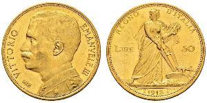 50 Lira Kingdom of Italy (1861-1946) Oro Vittorio Emanuele III (1869 - 1947)