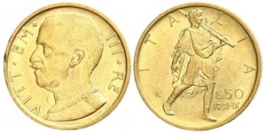 50 Lira Kingdom of Italy (1861-1946) Oro Vittorio Emanuele III (1869 - 1947)
