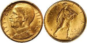 50 Lira Kingdom of Italy (1861-1946) Oro Vittorio Emanuele III (1869 - 1947)