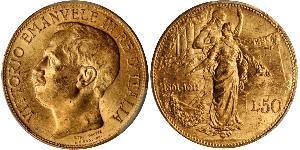 50 Lira Kingdom of Italy (1861-1946) Oro Vittorio Emanuele III (1869 - 1947)