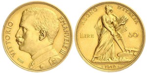 50 Lira 意大利王國 (1861-1946) 金 Vittorio Emanuele III (1869 - 1947)