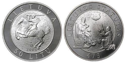 50 Litas Lituanie (1991 - ) Argent 