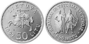 50 Litas Lituania (1991 - ) Argento 