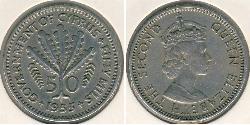 50 Mill British Cyprus (1878 - 1960) Cuivre/Nickel 