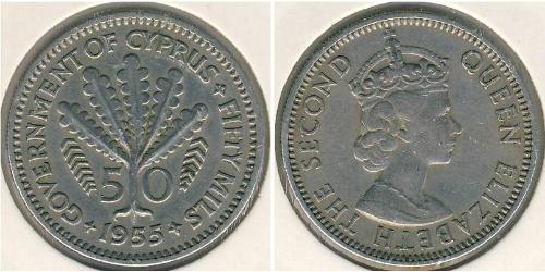 50 Mill British Cyprus (1878 - 1960) Níquel/Cobre 