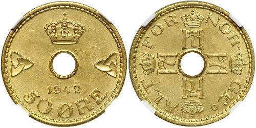 50 Ore Noruega Níquel/Latón 