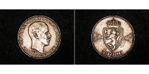 50 Ore Noruega (1905 - ) Plata Haakon VII de Noruega (1872 - 1957)
