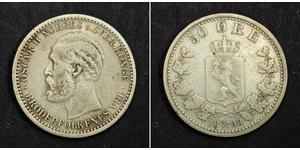 50 Ore United Kingdoms of Sweden and Norway (1814-1905) Plata Óscar II de Suecia (1829-1907)