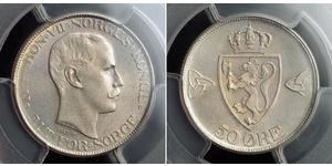 50 Ore Kongeriket Norge (1905 - ) Silber Haakon VII. (1872 - 1957)