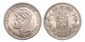 50 Ore United Kingdoms of Sweden and Norway (1814-1905) Silber Oskar II. (Schweden) (1829-1907)