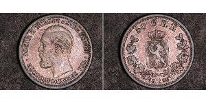 50 Ore United Kingdoms of Sweden and Norway (1814-1905) Silber Oskar II. (Schweden) (1829-1907)