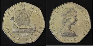50 Penny Île de Man Argent Elizabeth II (1926-2022)