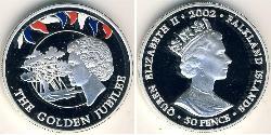 50 Penny Îles Malouines Argent Elizabeth II (1926-2022)