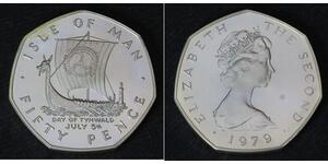 50 Penny Isola di Man Argento Elisabetta II (1926-2022)