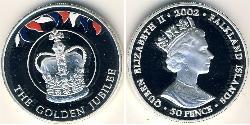 50 Penny Isole Falkland Argento Elisabetta II (1926-2022)