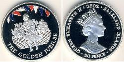 50 Penny Isole Falkland Argento Elisabetta II (1926-2022)