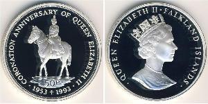 50 Penny Isole Falkland Argento Elisabetta II (1926-2022)