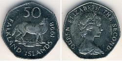 50 Penny Islas Malvinas Cobre Isabel II (1926-2022)