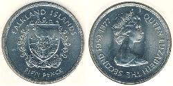 50 Penny Falkland Islands Copper Elizabeth II (1926-2022)