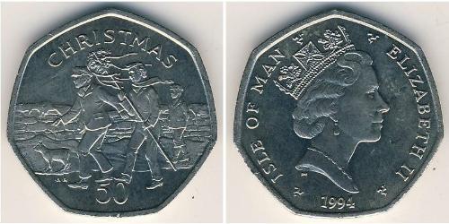 50 Penny Isle of Man Copper/Nickel Elizabeth II (1926-2022)