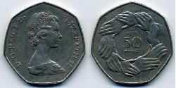 50 Penny United Kingdom (1922-) Copper/Nickel Elizabeth II (1926-2022)