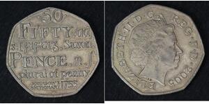50 Penny United Kingdom (1922-) Copper/Nickel Elizabeth II (1926-2022)
