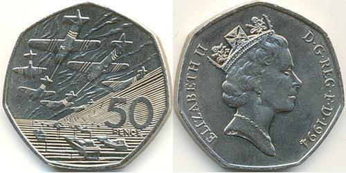 50 Penny United Kingdom (1922-) Copper/Nickel Elizabeth II (1926-2022)