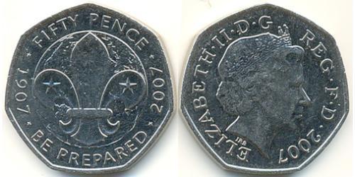 50 Penny United Kingdom (1922-) Copper/Nickel Elizabeth II (1926-2022)