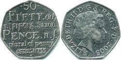 50 Penny Feriind Kiningrik (1922-) Cuivre/Nickel Elizabeth II (1926-2022)