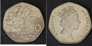 50 Penny Feriind Kiningrik (1922-) Cuivre/Nickel Elizabeth II (1926-2022)