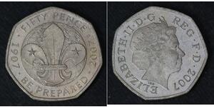 50 Penny Feriind Kiningrik (1922-) Cuivre/Nickel Elizabeth II (1926-2022)